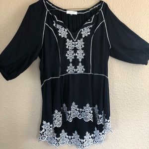 Sugarlips Navy Three Quarter Sleeve Blouse